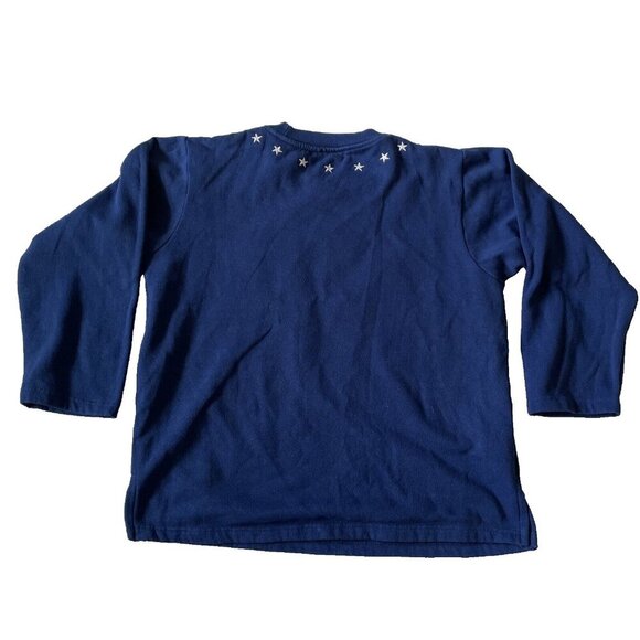 Quacker Factory Womens Blue Long-Sleeve Snowman & American Flag Embellished Shir - Picture 3 of 12